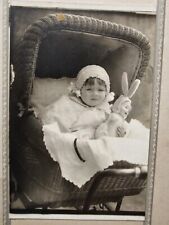 Antique Photo Child Creepy Easter Doll Stroller Photograph Image picture