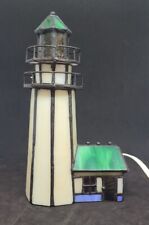 Lighthouse Cabin Table Lamp Night Light Stained Glass Multi Color picture