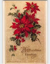 Postcard Poinsettia Holiday Print A Christmas Greeting picture
