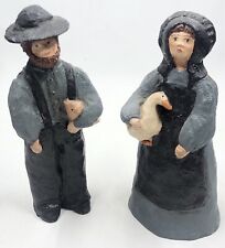 Vintage Doris C. Williams Amish Figurines Man & Woman Signed 1985 Hand Painted picture