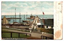 Antique Old Harbor and Breakwater, Boats, As-Is Shape, Block Island, RI Postcard picture