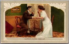 1914 Romance Greetings Postcard Couple Sharing a Soda 