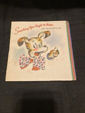 Vintage 1945 Hallmark Multi Page Valentines Greeting Card Puppy With Cloth Bow picture