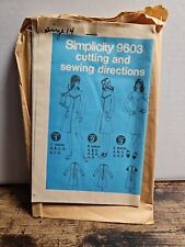 Simplicity #9603 Cutting And Sewing Directions Misses' Dress picture