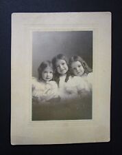 Antique Cabinet Card Photo Portrait Three Young Girls with White Dresses Detroit picture