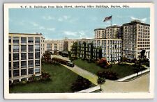 NCR Buildings Offices Main Street View Trolly Dayton OH Ohio Postcard 1915-20s picture