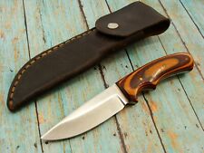 VINTAGE UNKNOWN MAKER HAND MADE FIXED BLADE HUNTING KNIFE & SHEATH SET KNIVES EC picture