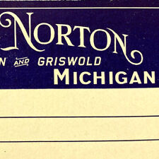 Original 1900s Hotel Norton Luggage Label Jefferson Griswold Detroit Michigan picture