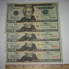 5pc RARE $20 TWENTY DOLLAR BILL NOTE * STAR NOTES ~ CIRCULATED CONDITION $100 *1 picture