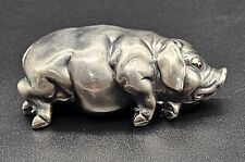 Antique Silver Lying Pig with Ruby Set Eyes by Carl Faberge Imperial Russia 1908 picture