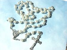 CATHOLIC RELIGION  ARMENIAN GREEK * HOLY CROSS SKY BLUE BEADS ROSARY NECKLACE picture