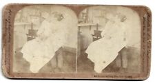 Antique Stereoscope View Card Naughty Barber Kissing Woman - B.L. Singley 1897 picture