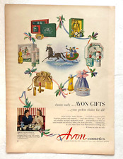 Avon Vintage Print Ad 1952 Cosmetics Loretta Young Horse Sleigh 10.5x14 In picture