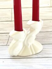 MCM Bauer Pottery Ivory White Double Candlestick Candle Holder Cal-Art Murray 4