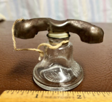 Glass Telephone bell Shaped Candy Container C. 1930S,  1.5 X 2.5.  Metal Top. picture