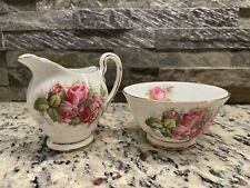 Vintage Moss Rose Tuscan Floral Mini Creamer and Sugar Bowl picture