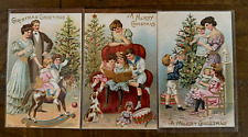 Beautiful~Lot of 3 Christmas Postcards with Victorian Families & Children~k-2 picture