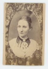 Antique CDV Circa 1870s Beautiful Woman  Unique Necklace in Special Effect Frame picture