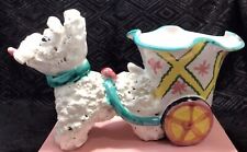 Vintage MCM Ceramic Poodle Cart Planter Made In Italy picture