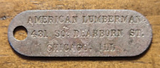 Chicago, Illinois IL American Lumberman Charge Credit Card Coin Tag Token picture