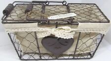 Stonebriar Farmhouse Metal Chicken Wire Picnic Basket with Hinged Lids, Handl... picture