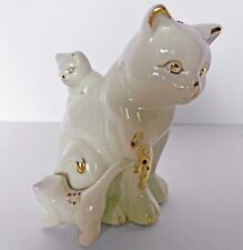 Vintage Formalities by Baum Bros Porcelain Cats, Mom and Two Kittens, Gold Trim picture