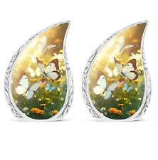 Teardrop UrnButterflies Fly In A Sunset Meadow Cremation Burial Urns Pack Of 2 picture