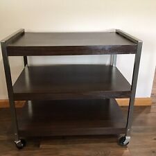 MCM 3 Tier Rolling TV Cart Record Bar Casters Metal Faux Wood 29”x 19”x 27” picture