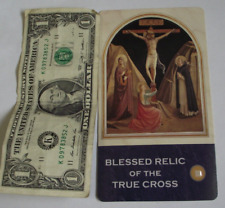Vintage religious prayer card Blessed relic of the True Cross picture