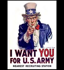1917 Uncle Sam I WANT YOU FOR US ARMY PHOTO, Recruiting Poster Print World War picture