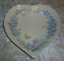 Vintage White Porcelain Mikasa Blue Morning Glory Flower Heart Trinket Dish picture