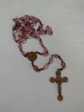50 Beads Antique Pink Crystal Beads Rosary Crucifix picture