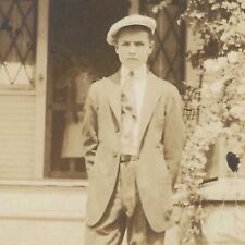 RPPC Antique Real Photo Postcard  Identified Dapper Man 1910s Figure In Door picture