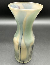 Vintage Rueven Glass Vase Art Nouveau Watercolor MultiColor Hand Painted 6.5” picture