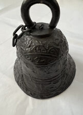 Vintage Cast Iron Bell Native American Design School Church Mission Bell picture