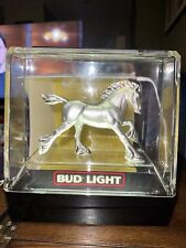Vintage 1980s Budweiser Bud Light Silver Clydesdale Horse Lighted Beer Sign picture