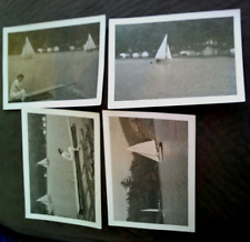 4 OLD PHOTOS SAILBOATS ON LAKE, WOMAN SITTING WATERSIDE #1432 picture