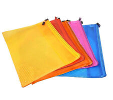 Multicolor Transparent Pouch Heavy Duty Plastic Reinforced & Zipper Set Of 5 picture
