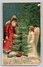 c1905 Santa Claus Axe Tree Angel Snow Germany Christmas P300 picture