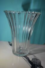 Vintage Glass Ribbed Clear Glass Flower Bouquet Vase 7-1/4