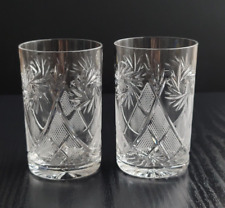 Set of 2 Russian Vintage Crystal Tea Glass 8.5 Oz for Holder 