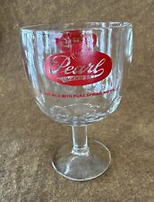 PEARL LAGER BEER Thumbprint Goblet Thick Heavy Glass Barware Advertising picture