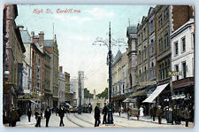 Cardiff Wales Postcard High Street Photo Stores Cafe 1906 Posted Antique picture