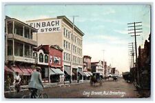 c1910's Long Branch NJ Broadway, Store Horse Carriage Scene Antique Postcard picture