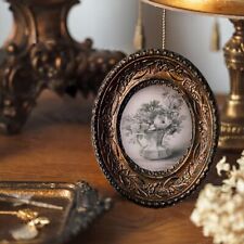 Photo Frame Small Style Vintage 2.5×3.5 Oval Picture Resin Ornate Bronze Color picture
