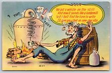 Comic Humor c1940's We Put A Whistle On The Still Toot Toot Old Man Vtg Postcard picture