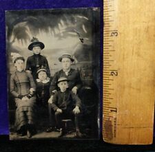 Antique Victorian Tintype Family With Possible Dwarf Or Midget Rare Photograph picture