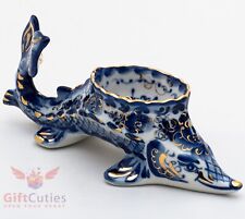 Gzhel Porcelain Caviar server bowl holder fish 