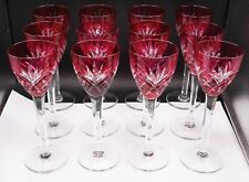 FRENCH St Louis Chantilly Wine Hock Glasses Red Cut Crystal Set of 12 RARE picture