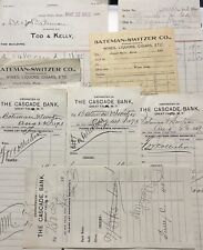 Vintage Old Great Falls Montana Document Lot Of 8 Bateman & Cascade Bank 1890s picture